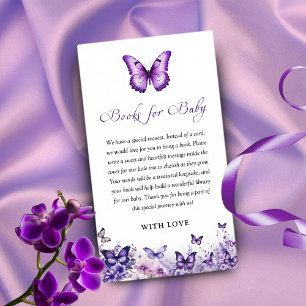 Butterfly Baby shower Paarse Bloemen Boek voor Bab Informatiekaartje