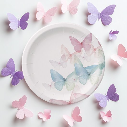 "Butterfly Baby shower Paper Borden" Papieren Bordje