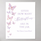 Butterfly Baby shower Raad eens hoeveel vlinders Poster (Voorkant)