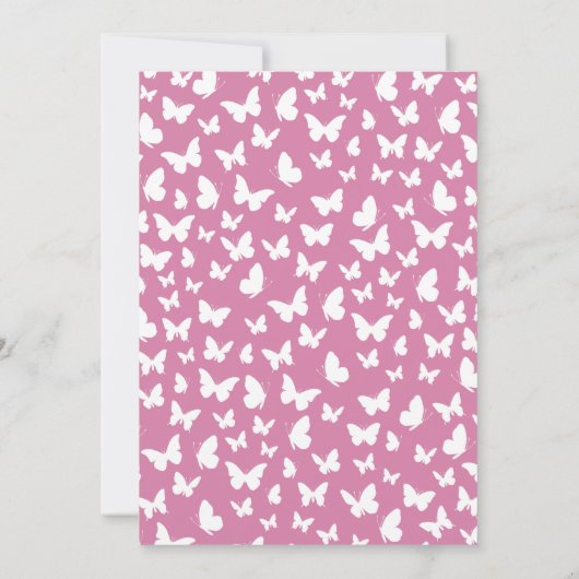 Butterfly Baby shower  Roze Meisje Kaart (Achterkant)