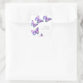Butterfly Baby shower Script Custom Minimal Paars Vierkante Sticker (Tas)
