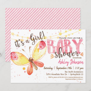 Butterfly Baby shower-uitnodiging, het is een meis Kaart
