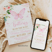 Butterfly Baby shower Uitnodiging Meisje