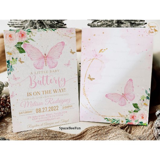 Butterfly Baby shower Uitnodiging Meisje