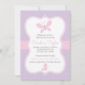 Butterfly Baby shower Uitnodiging paarse roze (Voorkant)