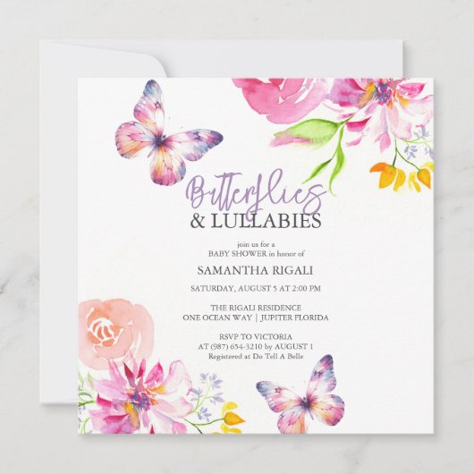 Butterfly Baby Shower-uitnodigingen Kaart (Voorkant)