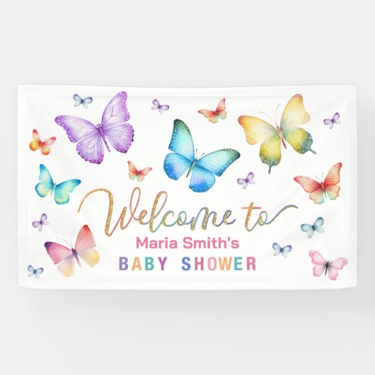 Butterfly Baby shower Welkom Banner (Horizontaal)
