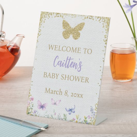 Butterfly Baby shower Welkom voetstuk teken Reclamebord Met Voetstuk (Insitu)