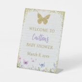 Butterfly Baby shower Welkom voetstuk teken Reclamebord Met Voetstuk (Voorkant)
