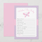 Butterfly Baby shower Wensen voor Baby paarse roze Kaart (Voorkant / Achterkant)