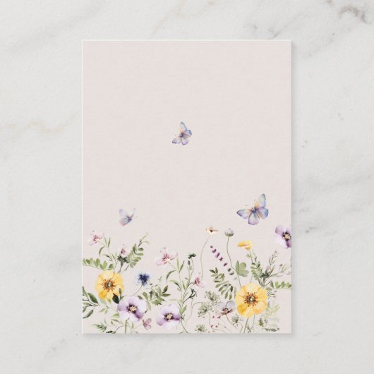 Butterfly Baby shower Wildflower Boekaanvraag Informatiekaartje (Achterkant)