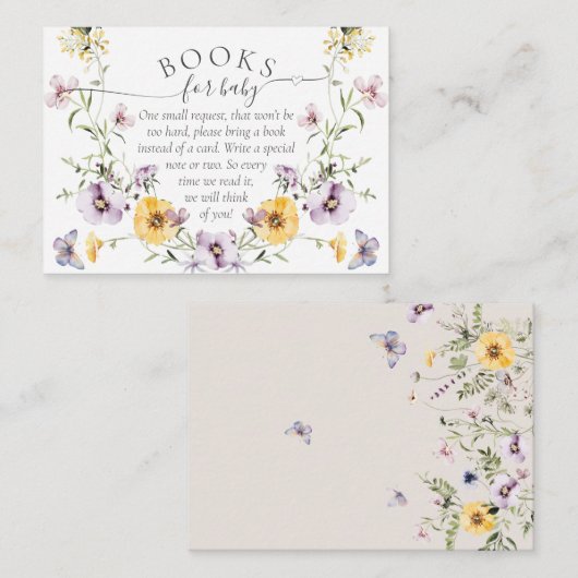 Butterfly Baby shower Wildflower Boekaanvraag Informatiekaartje (Voorkant / Achterkant)