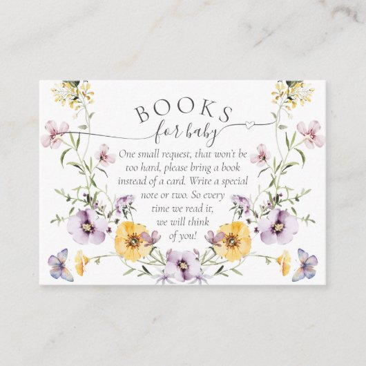Butterfly Baby shower Wildflower Boekaanvraag Informatiekaartje (Voorkant)