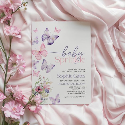 Butterfly Baby Sprinkle Girl Uitnodiging