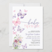 Butterfly Baby Sprinkle Girl Uitnodiging (Voorkant)