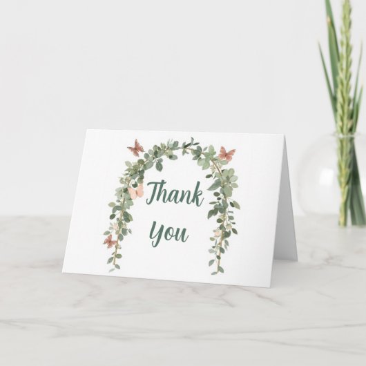Butterfly Baby Sprinkle Thank You Card Boho Sage Bedankkaart (Voorkant)