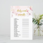 Butterfly Baby Word Scramble Baby shower Games (Staand voorkant)