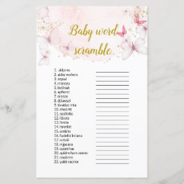 Butterfly Baby Word Scramble Baby shower Games