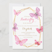 Butterfly BabyShower uitnodiging roze paarse (Voorkant)