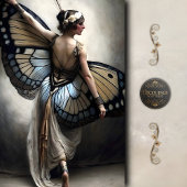 Butterfly Ballerina in Cream and Blue Decoupage Tissuepapier