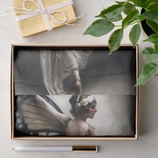 Butterfly Ballerina in Cream and Blue Decoupage Tissuepapier (Geschenk)