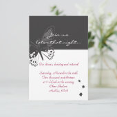 Butterfly Bat Mitzvah Uitnodiging Receptie Kaart (Staand voorkant)