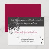 Butterfly Bat mitzvah Uitnodigingsantwoord RSVP Kaartje (Voorkant / Achterkant)