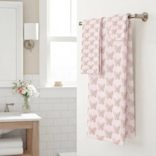 Butterfly Bath Towel Set Bad Handdoek