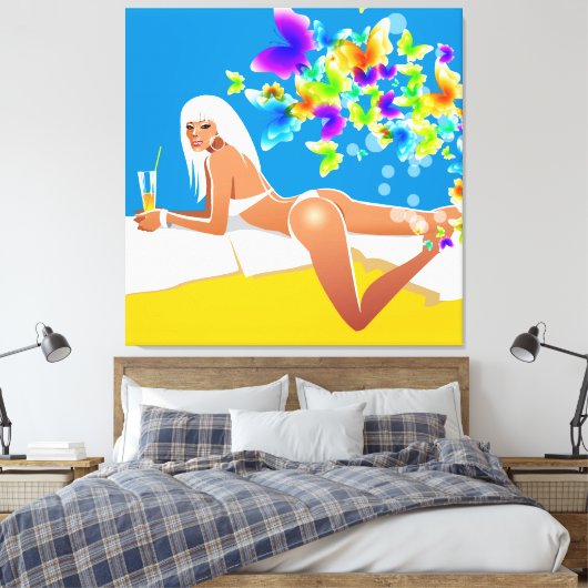 Butterfly Bathing Beauty Wrapped Canvas (Insitu (Slaapkamer))