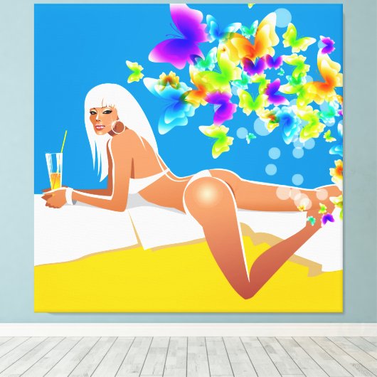 Butterfly Bathing Beauty Wrapped Canvas (Insitu (Houten vloer))