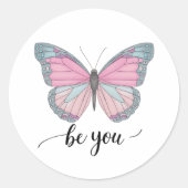 Butterfly Be You Ronde Sticker (Voorkant)
