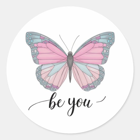 Butterfly Be You Ronde Sticker (Voorkant)