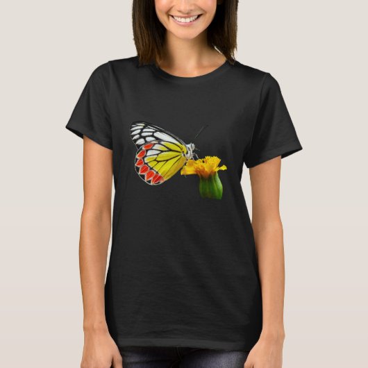 Butterfly Beautiful Butterfly And Marigold Flower T-shirt (Voorkant)