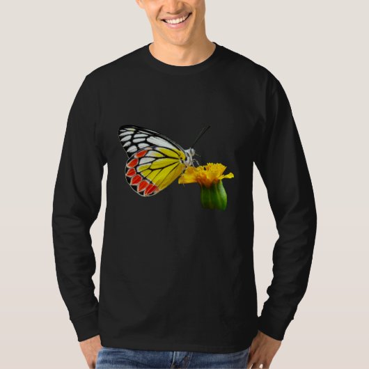 Butterfly Beautiful Butterfly And Marigold Flower T-shirt (Voorkant)