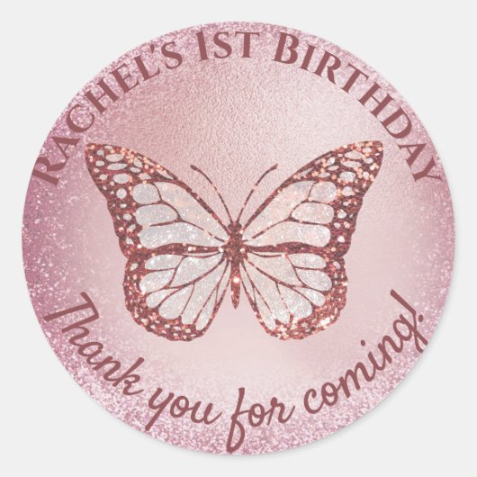 Butterfly bedankt voor je komst ronde sticker (Voorkant)