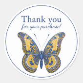 Butterfly Bedankt voor uw aankoop Ronde Sticker (Voorkant)