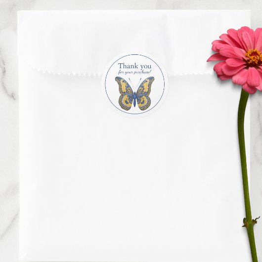 Butterfly Bedankt voor uw aankoop Ronde Sticker