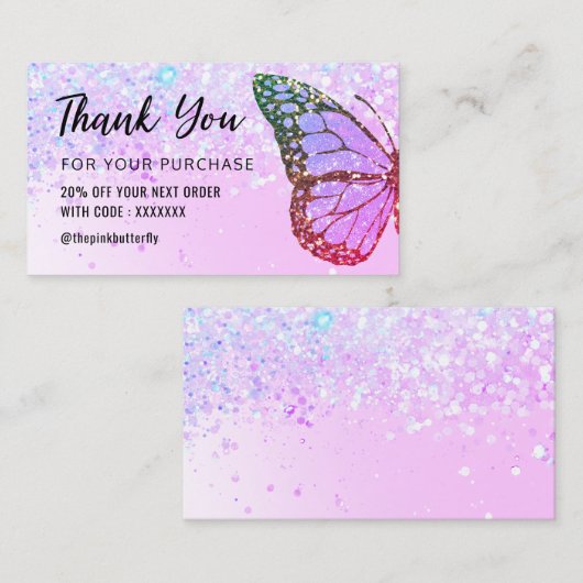 Butterfly Bedankt voor uw aankoop Visitekaartje (Voorkant / Achterkant)