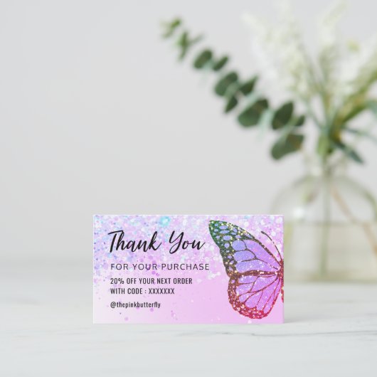 Butterfly Bedankt voor uw aankoop Visitekaartje (Staand voorkant)
