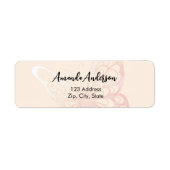 Butterfly beige roze retouradres label (Voorkant)
