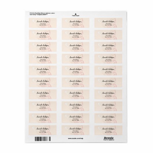Butterfly beige roze retouradres label (Full Sheet)