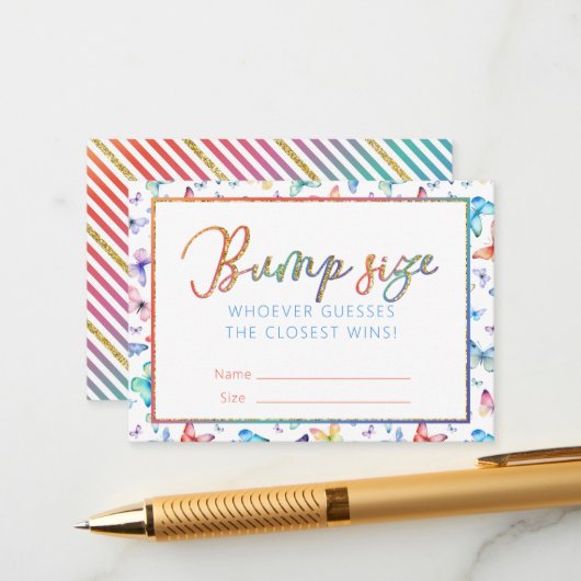 Butterfly Belly Bump Guess Game Kaarten (Voorkant / Achterkant in situ)