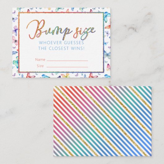 Butterfly Belly Bump Guess Game Kaarten (Voorkant / Achterkant)