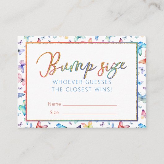 Butterfly Belly Bump Guess Game Kaarten (Voorkant)