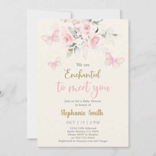 Butterfly betoverd om je te ontmoeten Baby shower Kaart (Voorkant)