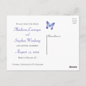 Butterfly Bewaar de datum Vlinders Bloemenblauw Briefkaart (Achterkant)