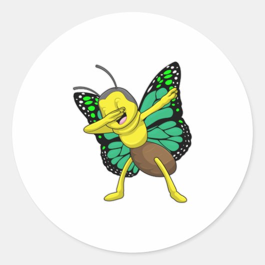Butterfly bij Hip Hop Dance Dab Ronde Sticker (Voorkant)