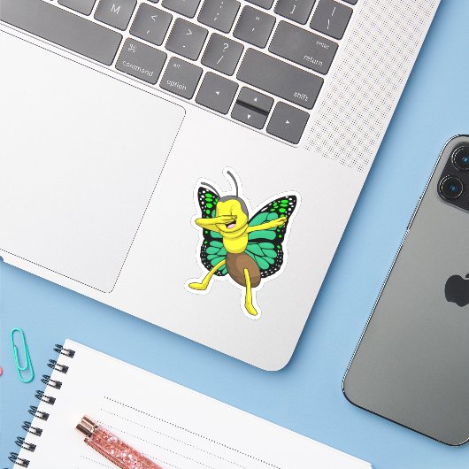 Butterfly bij Hip Hop Dance Dab Sticker (Laptop met iPhone)