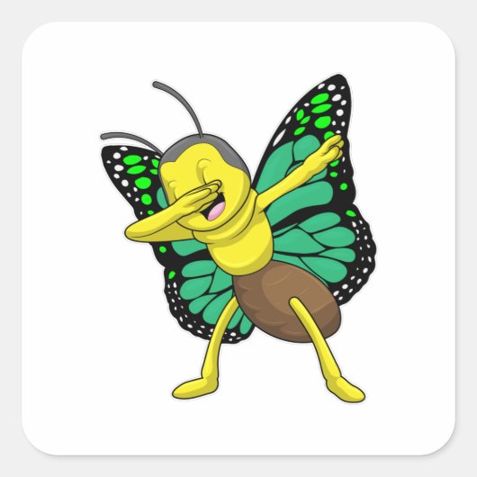 Butterfly bij Hip Hop Dance Dab Vierkante Sticker (Voorkant)