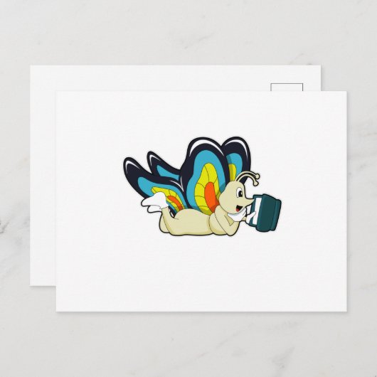 Butterfly bij lezen van boek briefkaart (Voorkant / Achterkant)